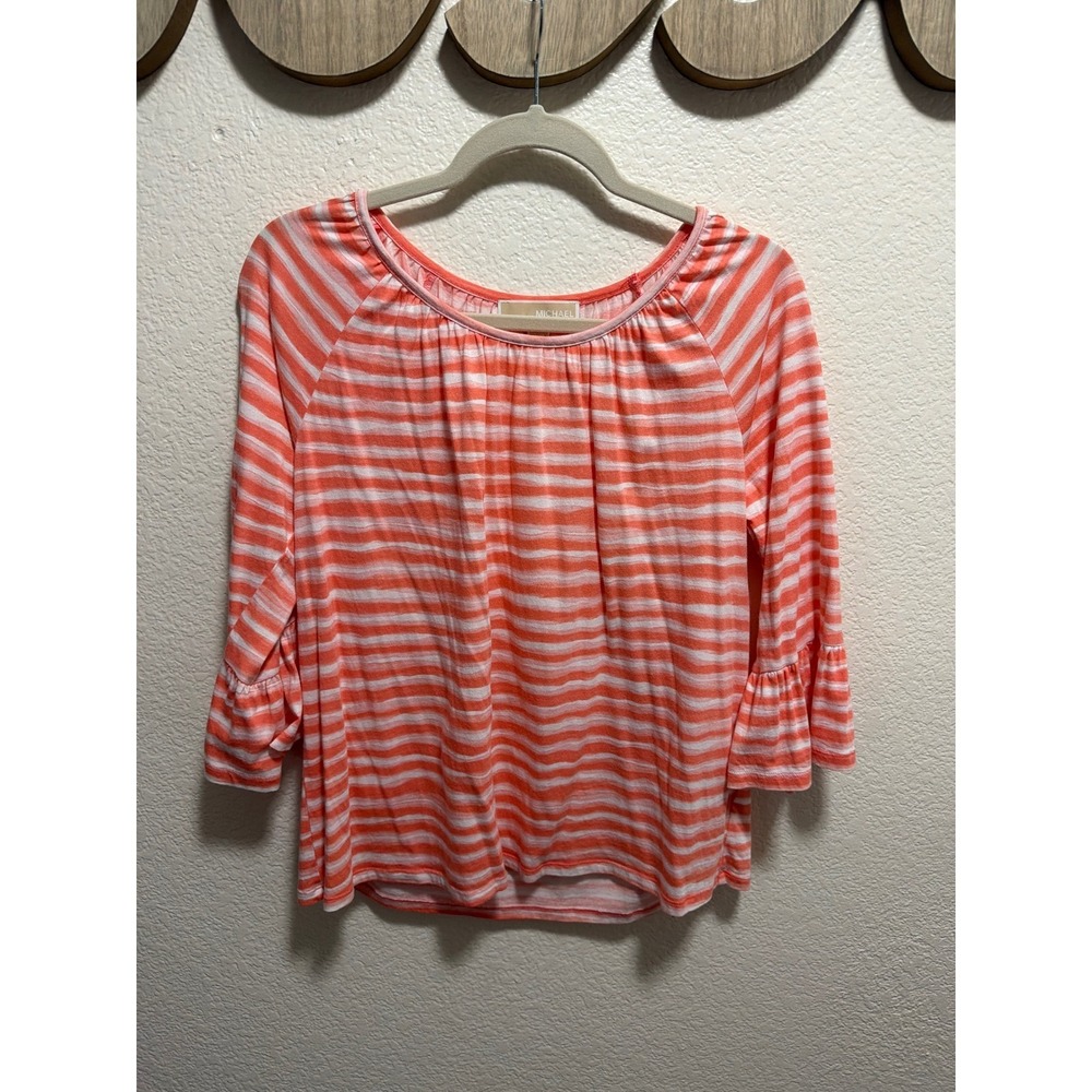 Michael Kors Striped Coral Blouse M